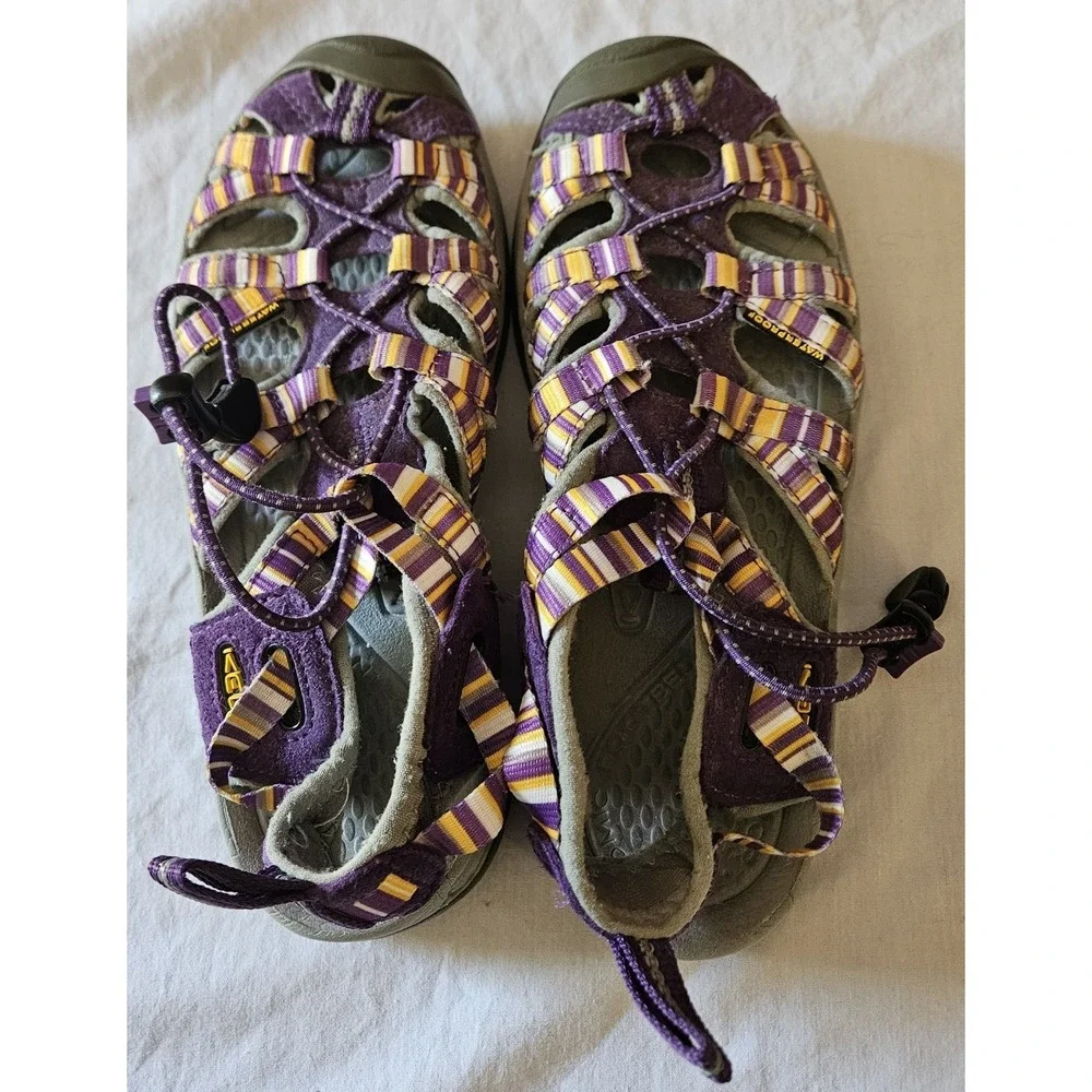 KEEN Kids Newport H2 Sandals Youth Size 5 Purple Striped Waterproof Hiking Shoes